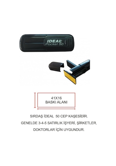 Cep Kaşe Sırdaş İdeal 50 Kişiye Özel Şirket Kaşesi - Siyah Makine