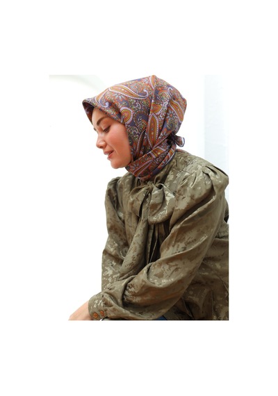 Silk Home Twill İpek Eşarp 11455-42 Mor, Lila, Turuncu, Yeşil