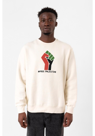 Hand Free Palestine Ekru Erkek 2ip Sweatshirt 001