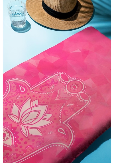 Dijital Baskı Plaj Deniz Havlusu Hamsa Lotus Mandala Desenli Peştamal Hvl0218 Renkli
