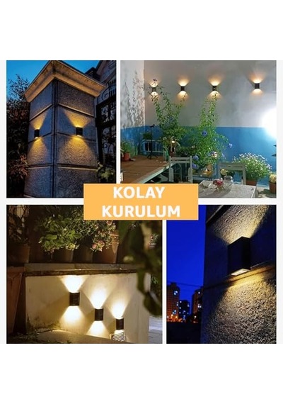 Robeve Tekli Solar Bahçe Aydınlatması Güneş Enerjili Bahçe Aydınlatması Duvar Lambası Çift Taraflı Aplik Iş Çok Renkli
