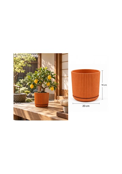 Lınje Dekoratif Saksı Turuncu 20 Cm 5 Lt İç & Dış Mekan Pp Saksı