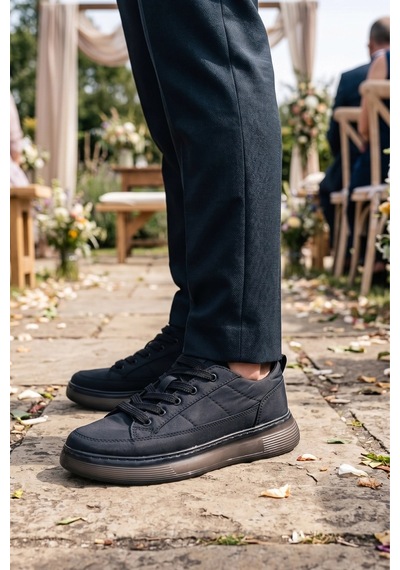 Indıva Erkek Siyah Şeffaf Tabanlı Modern Sneaker - Günlük Ve Özel Gün Ayakkabısı