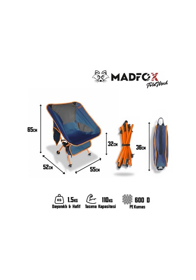 Madfox Foldmesh Mini Kompakt Katlanır Sandalye Lacivert