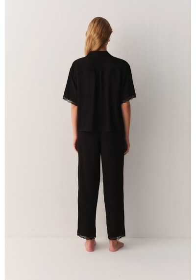 Suwen Armony Gömlek Yaka Pijama Takımı Sh26547660b012 Siyah