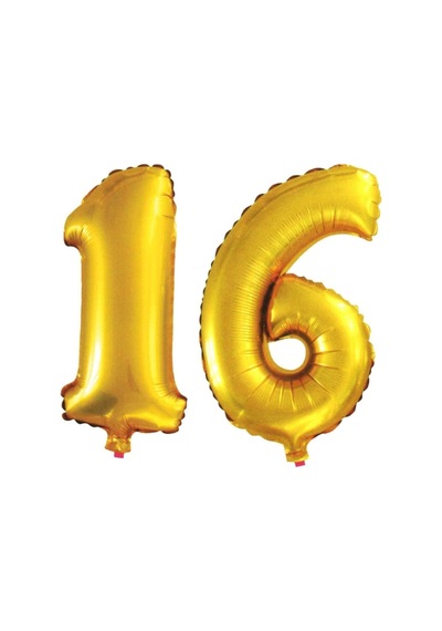 16 Yaş Sayı Folyo Balon Altın 90 Cm Turuncu
