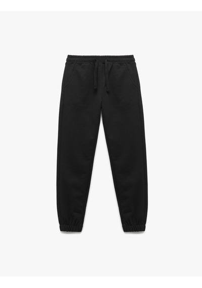 Koton Beli Lastikli Cepli Basic Jogger Eşofman Altı Siyah 7wkb40035tk