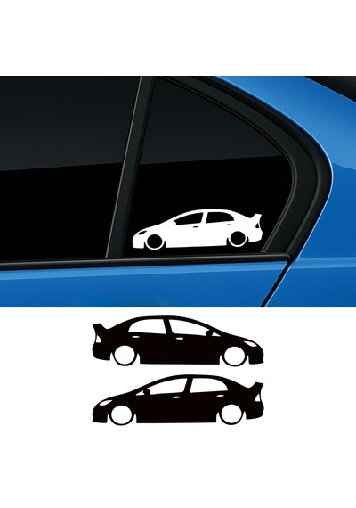 2 Adet Honda Civic Fd6 Basık Oto Sticker - Kelebek Cam Sticker 20x6 Cm
