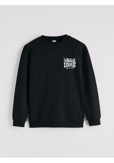 Lc Waikiki Siyah Baskılı Erkek Çocuk Sweatshirt