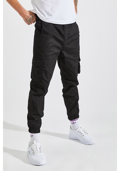 Tarz Cool Erkek Slim Fit Kargo Cep Likralı Pantolon Siyah