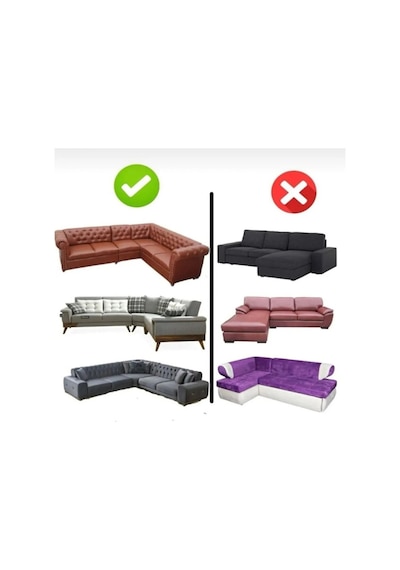 Upmall Bürümcük 7 Kişilik Köşe Koltuk, Kanepe Örtüsü, Koltuk Kılıfı, Lastikli, Etekli, L Köşe 550 Cm Mor Mor