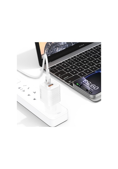 Recci Rc83ecc Gan Teknolojili Hızlı Şarj Başlığı Usb-a To Type-c Pd 35w Kablolu Şarj Seti Beyaz