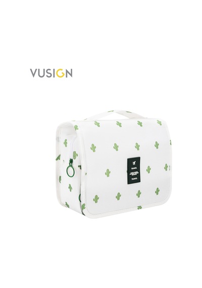 Vusign Vusıgn Kozmetik Saklama Çantası Seyahat Makyaj Organizer Çanta 24x9x20 Cm Beyaz Çiçek Desenli