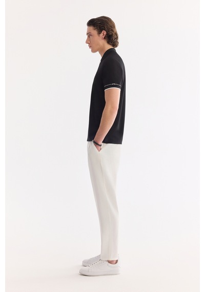 Avva Erkek Siyah Kıvrılmaz Polo Yaka Düğmeli Bi-stretch İnterlok Regular Fit T-shirt A61y1075
