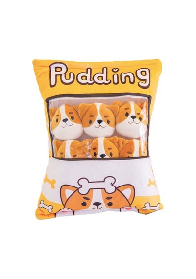 Pudding Peluş Yastık - 8 Mini Peluş - Oyuncaklı Yastık Sevimli Oyuncak Tasarım Obje Yatak Odası Çok Renkli