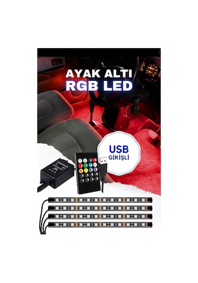 Usb Girişli Rgb Ayak Altı Led Sese Duyarlı Led Müziğe Duyarlı 12 Led