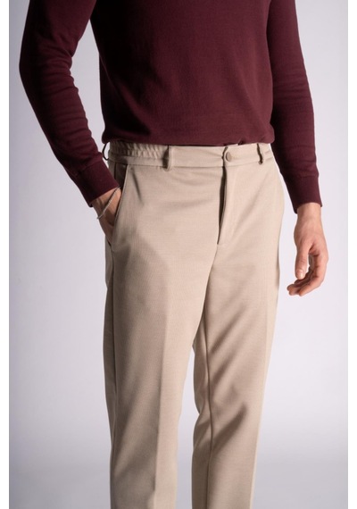 Beli Yarım Lastikli Slim Fit Chino Crop Pantalon Bej Bej