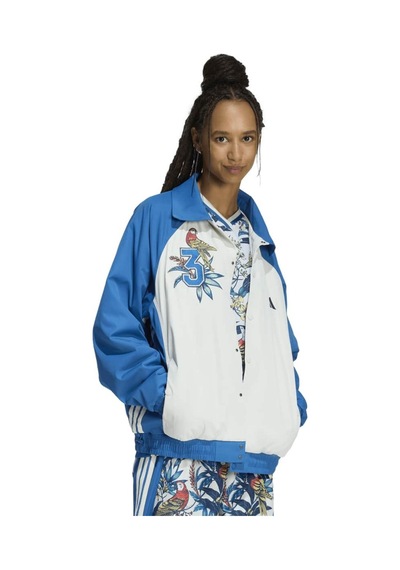 Kd2195-k Adidas X Farm Rıo Premıum Kadın Ceket Beyaz Kd2195-k Beyaz Mavi