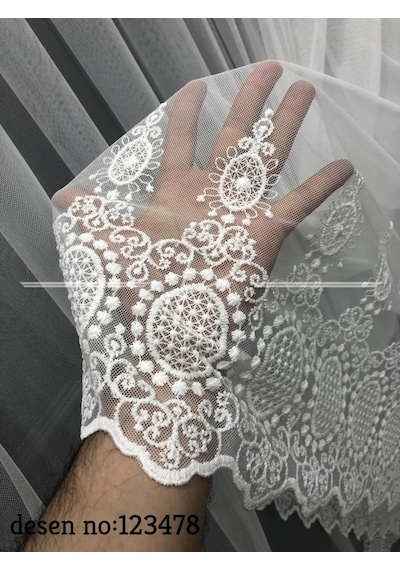 Tül Perde Esnemez Grek Etek Işleme 3 Desen 1. Kalite Ekru