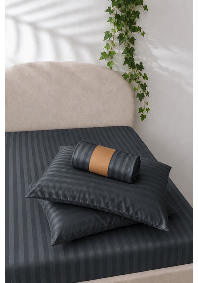 Çizgili Saten Çarşaf Takımı Seti Lastikli Yumuşak & Parlak Tek/çift/battal Boy 30 Cm Yükseklik Antrasit Çizgili Saten Çarşaf Takımı Seti Lastikli Yumuşak & Parlak Tek/çift/battal Boy 30 Cm Yükseklik Antrasit