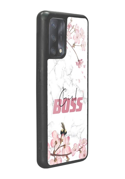 Oppo A74 Sakura Girl Boss Tasarımlı Glossy Telefon Kılıfı Siyah