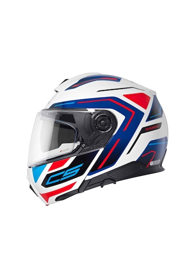 Schubert C5 Omega White Çene Açılır Motosiklet Kask Beyaz - Mavi - Kırmızı