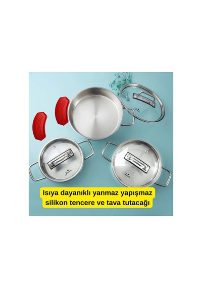 Silikon Tutacak Tutmaç Seti 1 Çift Siyah 1 Çift Kırmızı Yeni Tavalara Tencerelere Sahanlara Uyumlu Diğer