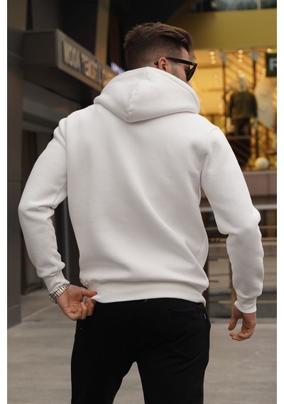 Madmext Ekru Kapüşonlu Regular Fit Erkek Sweatshirt 6033 Ekru