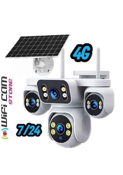 4 Kameralı Çift Panelli 4g Solar Kamera Aov 7/24 Kayıt Hiaesy Yazılım