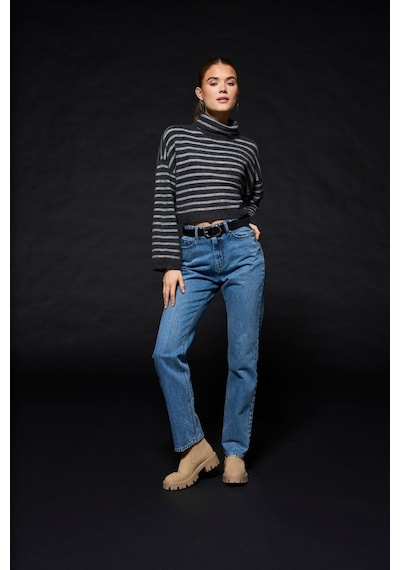 Only Kadın Denim Yüksek Bel Düz Kesim Kot Pantolon - 15311652 Mavi