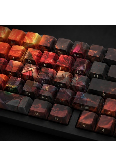 Özel Lol Foxfire Ahri 68 Tuş Pbt Cherry Profil Boya Süblimasyon Yan Gravürlü Mekanik Klavye Keycaps Seti