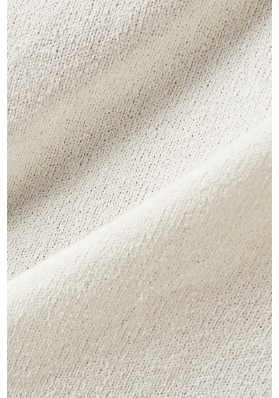 Enandı Cotton Blend Textured T-shirt, Hafif Ve Nefes Alabilir Dokulu Üst Krem