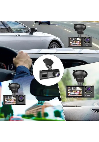 Araç Araba Kamerasi Black Box Traffic Recorder 3 Kameralı 5256