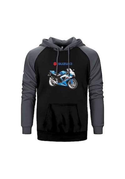 Suzuki Gsx R600 Gri Renk Reglan Kol Kapşonlu Sweatshirt Gri