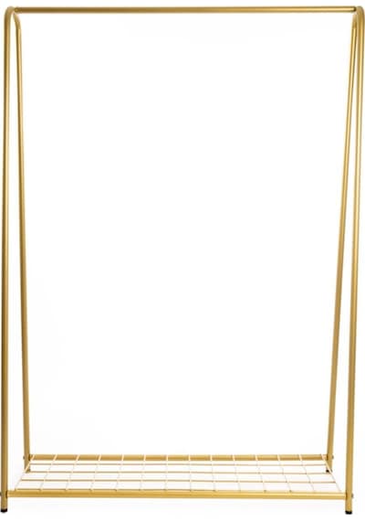 Raflı Metal Ayaklı Konfeksiyon Askılığı Gold Ayaklı Askılık Raflı Elbise Askılığı Kıyafet Askılığı Gold