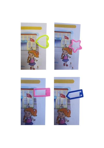 Plastik Ataş Orta Boy 4 cm 15 li 1 Paket Plastik Ataç Kalp Yıldız Dikdörtgen Şekilli Ataç 1 Paket