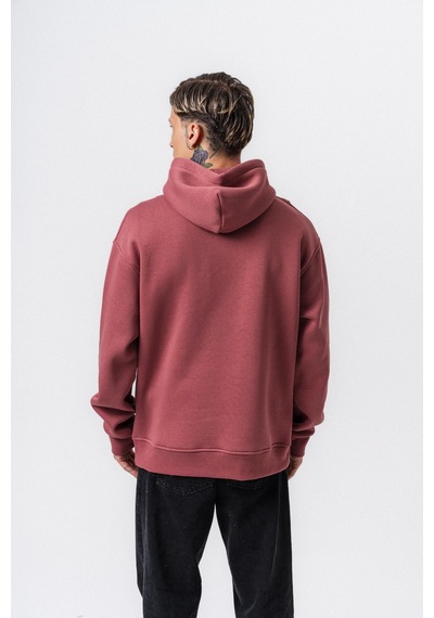 Erkek Respire Yazı Detaylı Kapüşonlu Basic Oversize Hoodie Gül Gülkurusu