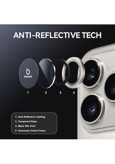 Apple Uyumlu iPhone 17 Pro Ve 17 Pro Max Metal Çerçeveli Temperli Kamera Lens Koruyucu Gri