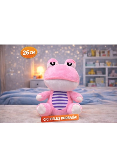 Peluş Kurbağa 26 Cm Yumuşacık Sevimli Oyuncak Pembe