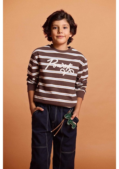Defacto Erkek Çocuk 2li Takım Çizgili Sweatshirt Jean Pantolon G4682a825wnbn258 Kahve-bn258
