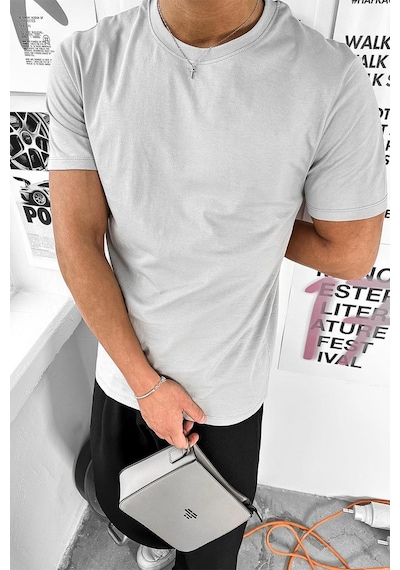 Gri Basic Premium Regular Fit Tişört Gri