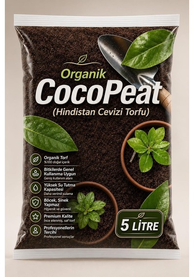 5 Litre Hindistan Cevizi Kabuğu Torfu Cocopeat Sülük Salyangoz Sürüngen Amfibi Kemirgen Yatağı
