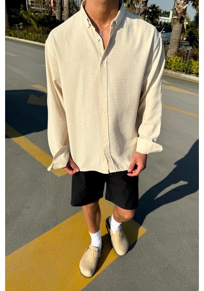 Flaw Chill Cozy Relax Fit Gömlek Bej-13192 Bej