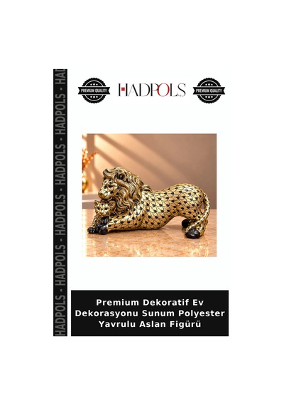 Premium Dekoratif Ev Dekorasyonu Sunum Polyester Yavrulu Aslan Figürü
