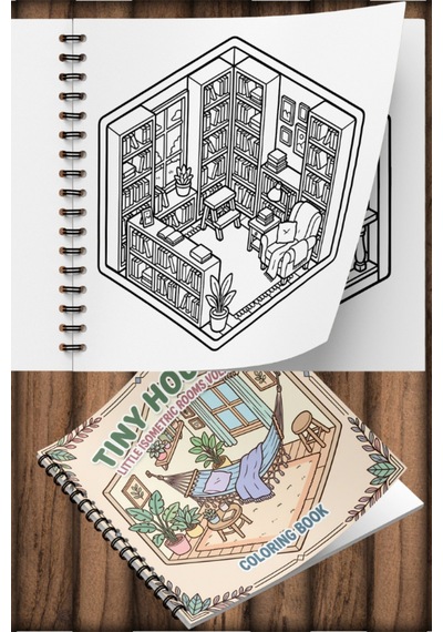Little Tiny Isometric Rooms Iı 20x20 Cm Büyük Boyama Kitabı, Çocuklar Ve Yetişkinler İçin