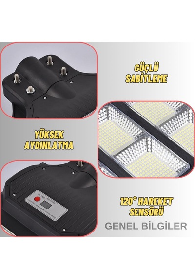 Gımeng 300w Solar Güneş Enerjili Bahçe Ve Sokak Lambası - 240 Led Hareket Sensörlü Ip67 Su Geçirmez 1 Adet
