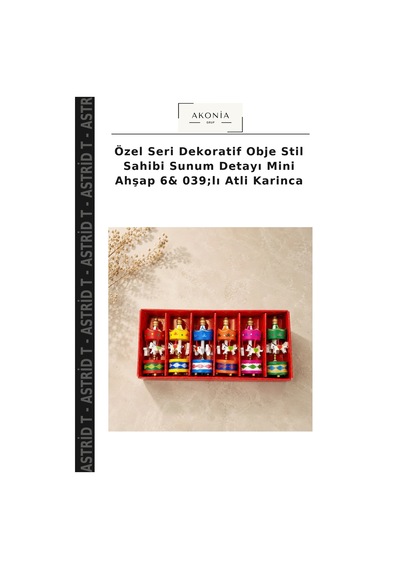Özel Seri Dekoratif Obje Stil Sahibi Sunum Detayı Mini Ahşap 6& 039 Lı Atli Karinca
