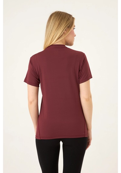 Zoor Kadın Kısa Kol Compression Fitness Gym Spor Body Tshirt Bordo