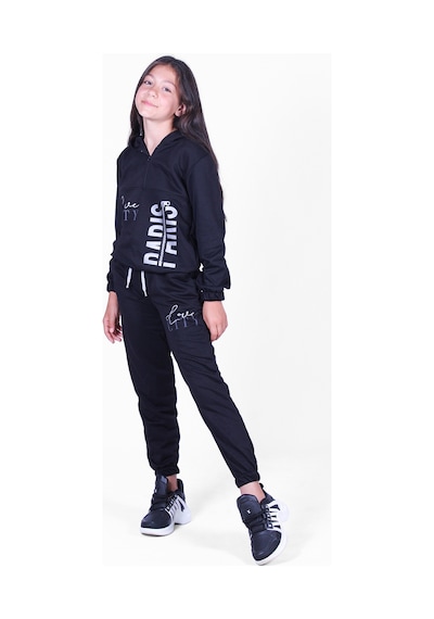 Fyk Kids Kız Çocuk Love City Baskılı Fermuarlı Eşofman Takımı Siyah