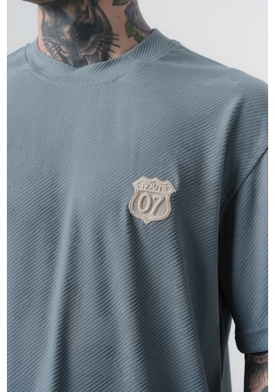 Erkek Route 07 Arma Detaylı Regular Fit T-shirt Şort Takım Gri